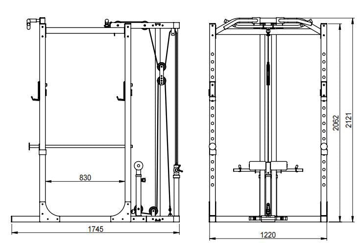 Power rack + cable pulley package with 150kg pack